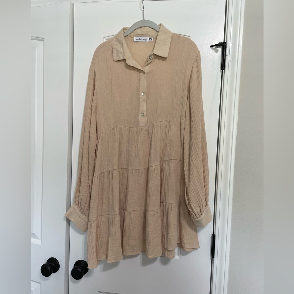 Petal and pup nude long sleeve dress